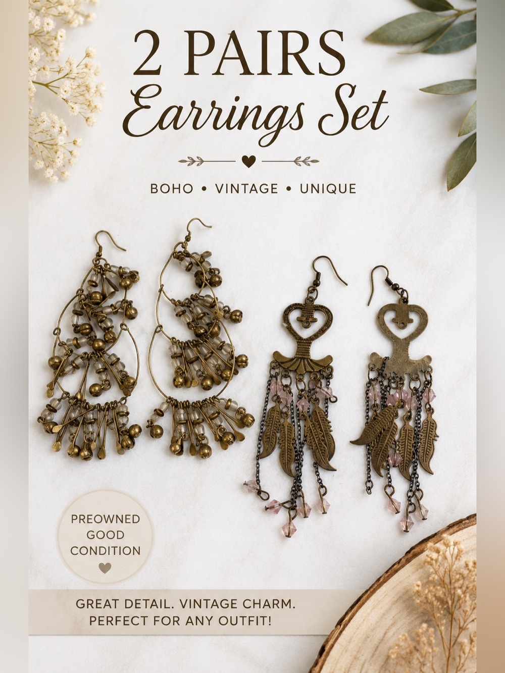 Earrings. Set of 2 pairs of earrings